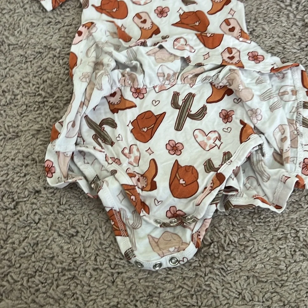 Dream Big Little Co Bamboo Dreamy Zzz Rodeo Western Bodysuit Twirl Dress